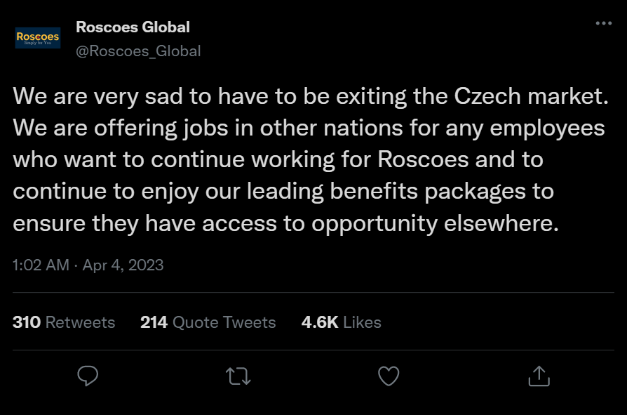 Roscoes Global tweet.png